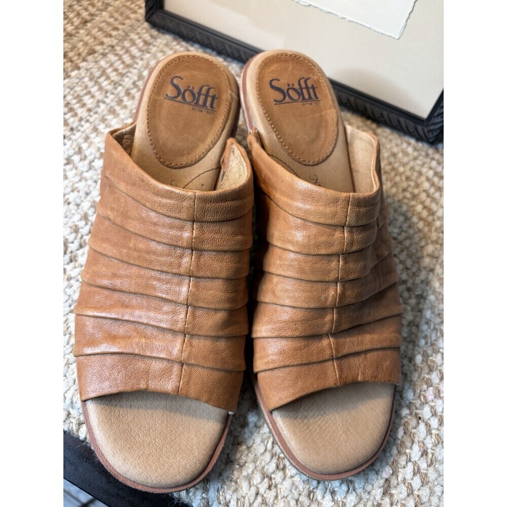 Eurosoft by Sofft Pienza Womens 9M Brown Mule Sandals Block Heel Comfort Slip On - Picture 10 of 11